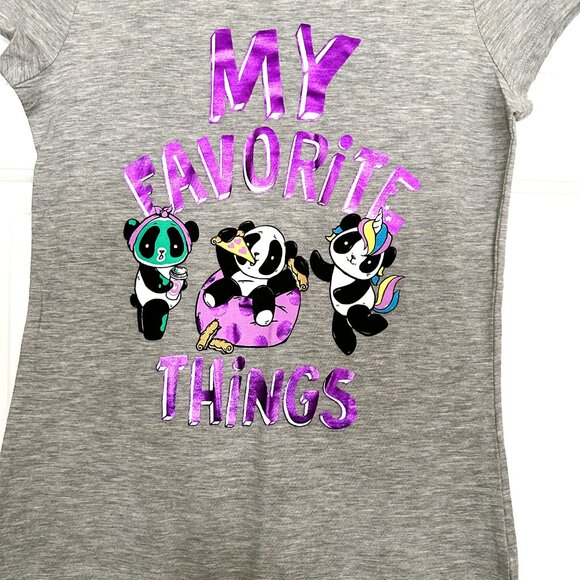 NWT Girls Justice Gray Short‎ Sleeve Top with Panda Bears - Picture 2 of 4